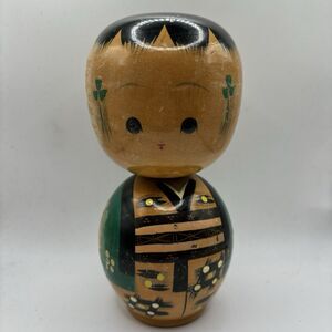 Japanese Hand Painted Kokeshi Doll Wooden Large Peg Bobble Head Figure 7”